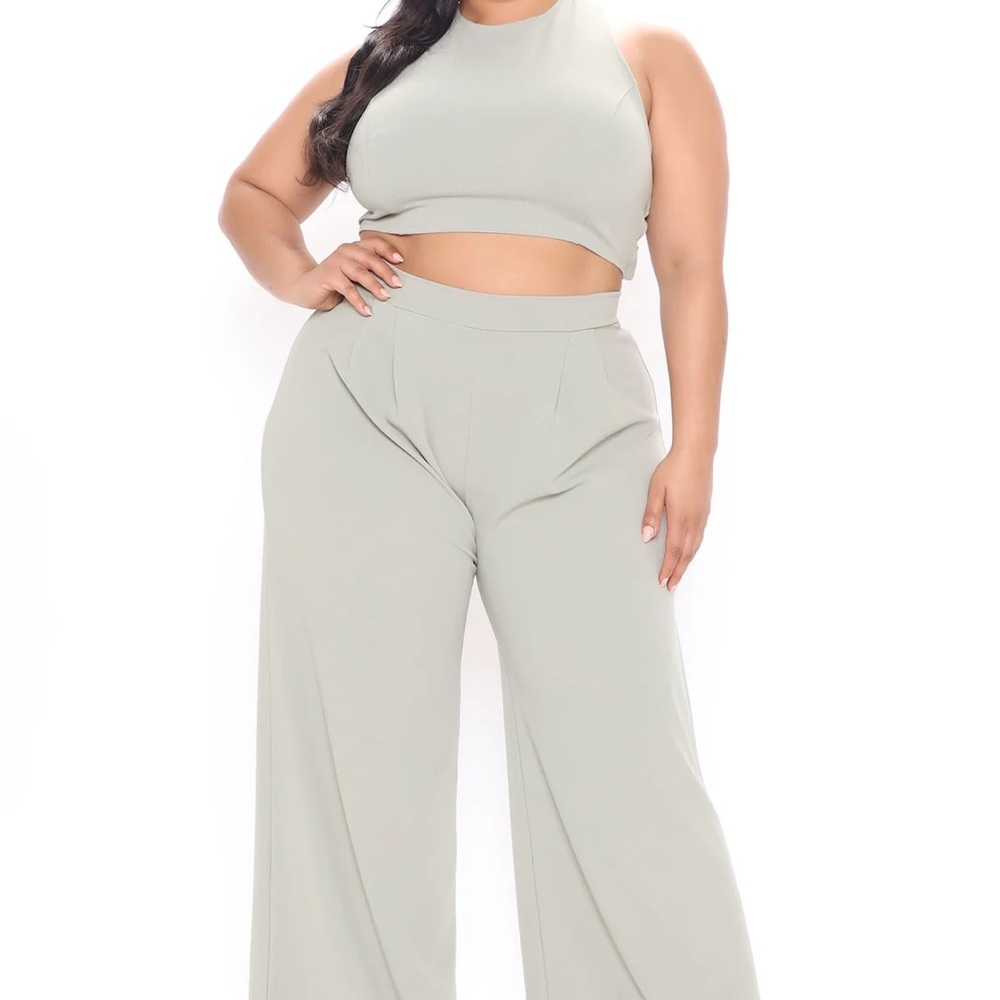 Wide Leg Pant Set - Sage